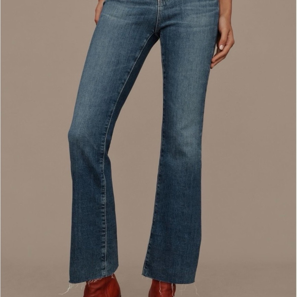 AG Farrah High-Rise Crop Bootcut Raw Hem Women’s Jeans - Alibi Destructed Wash